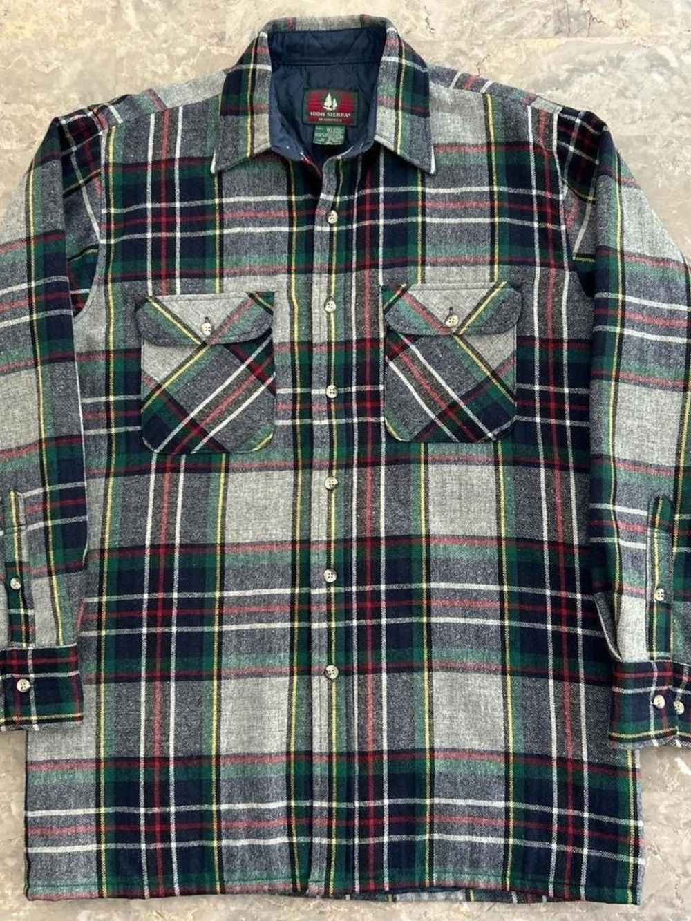 Vintage 1990s High Sierra Mervyns Plaid Wool Shirt Jacket M Quilted